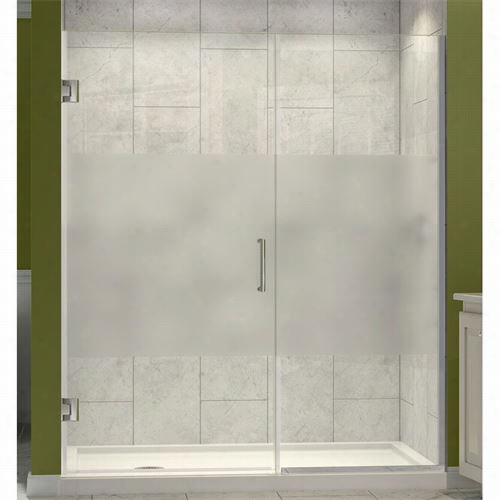 Dreamline Shdr-245807210-hf R Unidoor Plus 58"" To 58-1 /2""w X 7 2""h Hinged Shower Door With Half Frosted  Glass Door