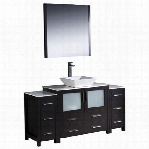 Frresca Fnv62-123612es-vsl Toirno 60"" Modern Bathroom Vani Ty In Espresso With 2 Side Caabinets And Vessel Snik - Vanity Top Inncluded