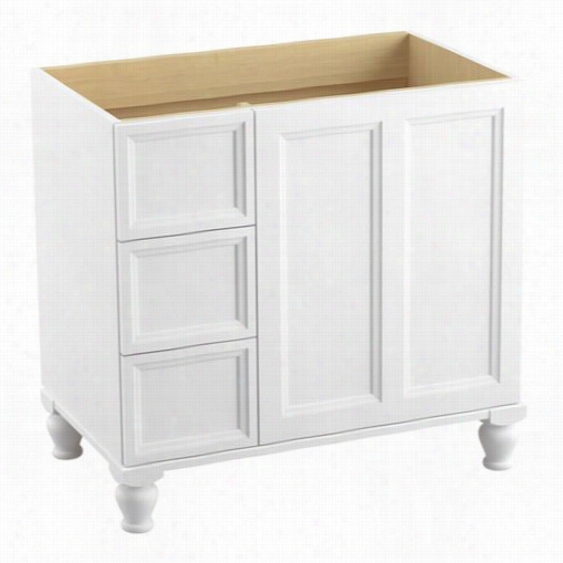 Kohler 99520-lgl Damask 36"" Legs Vanity Cabinet Only With 1 Doors And 3 Drawers On Left