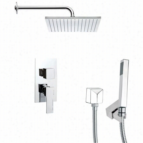 Remer  By Nameek's Sfh6099 Orsino 11-4/5"" Square Shower Faucet Set In Chrome With Hand Shower And 12-/5""h Diverter