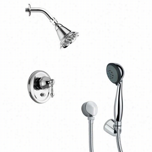 Remer By Nameek's Sfh6183 Orsino 4-55/7q&uot;" Contemporary Shower Faucet In Chrome With Handheld  Sohwer And 6-1/9""h Diverter
