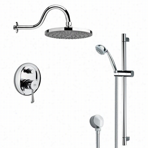 Remer By Nameek's Sfr7080 Rendino Sleek R Ain Shower Faucet In Chrome With Slide Rail And 2-1/6""w Diverterr