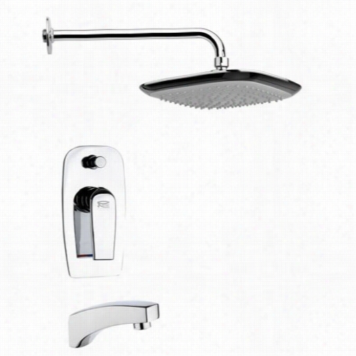 Remer By Nameek's Tsf2227 Pele O Square Ain Shower System In Chrome With 6""w Diverter