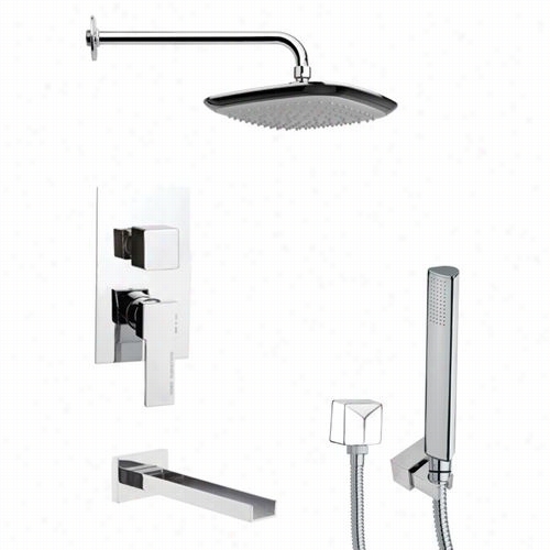 Remer By Nameek's Tsh4113 Tyga Square Shower System In Chrome With 3-1/3""w Handheld Shower