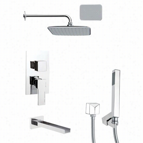 Remer By Nameek's Tsh4134 Tyga Modern Square Shower System In Chrome With 1""w Handheld Shower