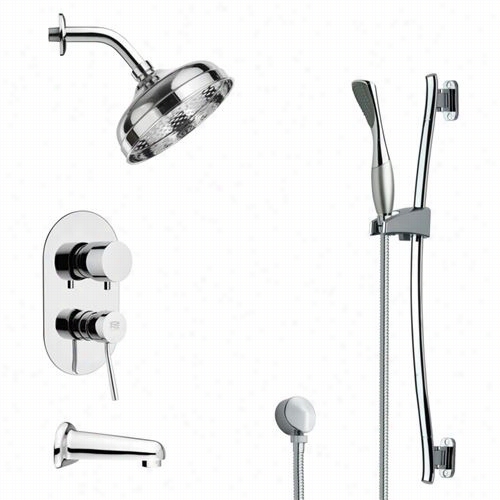Remmer By Nnameek's Tsr9186 Galiano Contemporary Round Tub And Rain Showee Faucet In Chrome With 2 -5/9&qupt;"w Handheld Shower