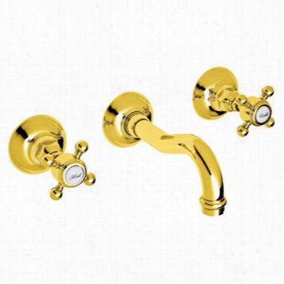 Rohl Aa1477lpib--2 Country Bah Acqui Column Spout Wall Mounted Widespread Lavatory Faucet In Inca Brass With Porcelain Lever Handle