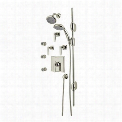 R Ohl Akit16lv-stn Vincent Ocean4 Shower System In Satin Nickel With Body Spray And Hand-heldshower