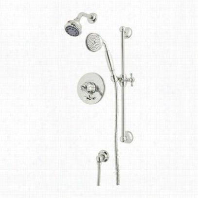 Rohl Akit20exc-pn Country Bath Pressure Balance Shower Package In Polished Nickel With  Crystal Cross Handle