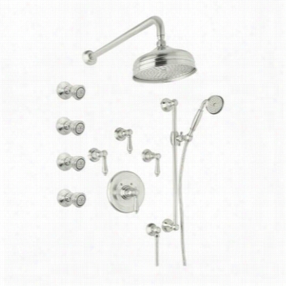 Rohl Akit36lh-pn Cou Ntry Bath Thermostatic Shower System In Polished Nickel With Hex Metal Lever Handle