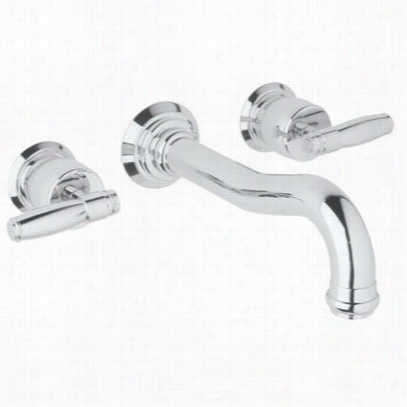 Rohl Mb1936lmapc Michaep Bermzn Bath Wall M Ounted Gotham Spout Tub Filler In Polished Chrome With Metal Lever Handle