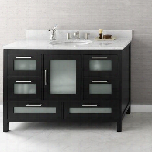 Ronbo W031548-1-0b2 Athena 48"" ; Woood Vanity Cabinet With 1 Frot Glass Door In Black