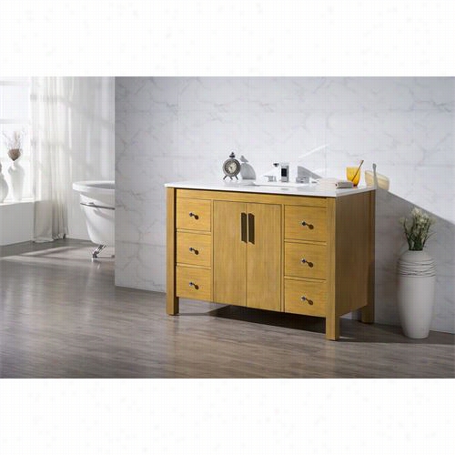 Stuufurhome Ty-7585-49-qz W Indsor 49"" Singlle Sink Bathroom Vanity In Medium Wood - Vanity Top Included