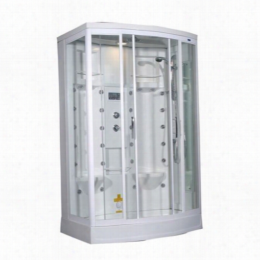 Aston Za213-r 56"&quo;t X 37"" X 85"" Setam Shower Enclosure With 24 Body Jets In White An Right Hand