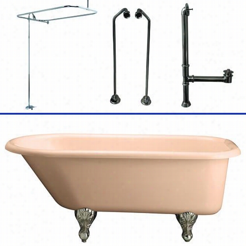 Barclay Tkadtr60-bcp5 60"" Double Carylic Roll Top Bisque Bathtub Kit In Pollished Chrime With62"" Riser And Rectangular Shower Ring