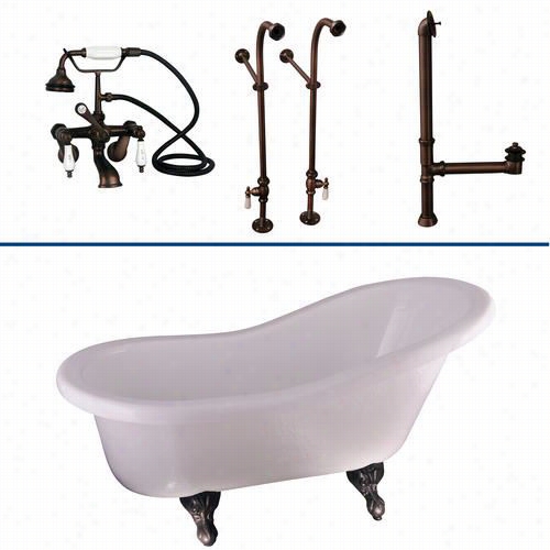 Barclay Tkats60-w 60"" Acrylic Sliip Per Bathtub Kit In Wgite With Porcelain Lever Handles