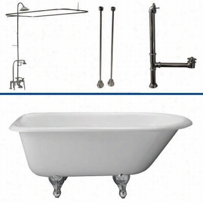 Barclay Tkctr7h60 60"" Cas Iron Tub Kit Wwith Porcelain Lever Handles Tub Filler, 62"" Riser And Sunflower Showerehad