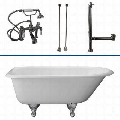 Barclay Tkctr7h67 67"" Cast Iron Tub Kit With Porcelain Lever Handles Tub  Filler And Handshower