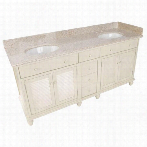 Foremost Ctaat7222d Cottage 72"" Vanity In Antique Whit E With White Double Undermount Sinks -  Vanity Top Included