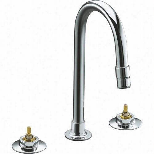 Kohler K-7304-ke-cp Triton 12-1/2""h Widespread Bathroom Faucet With Gooseneck Spout, Vandal-resistant Aerator And Stiff Connections