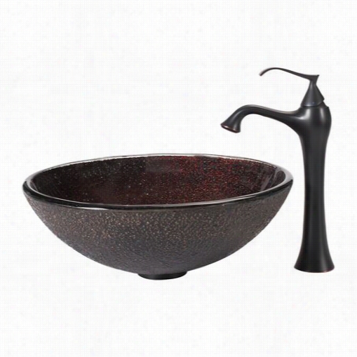 Kraus C-gv-570-12mm-15000orb Callisto Glass Vessel Penetrate And Ventus Faucet In Oil Rubbed Bronze