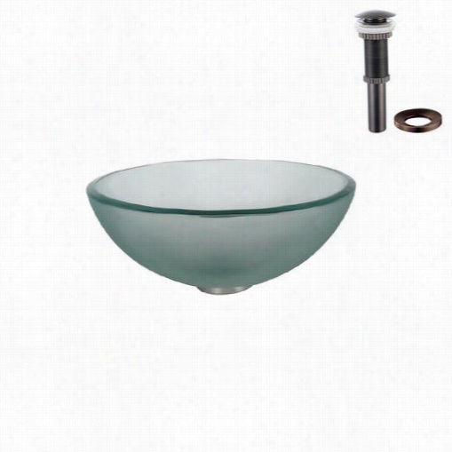Kraus Gv-101fr-14-orb Frosted 1 4"" Gglass Vessel Sink With Pop Up Drain And Mounting Rin G In Oil Rubbed Bronze