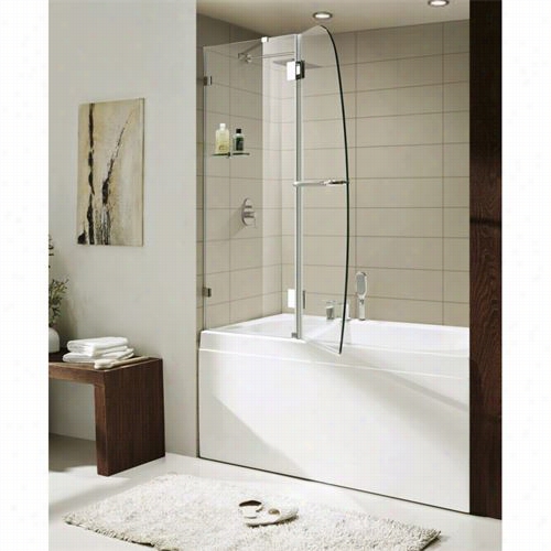 Para Gon Bath 0asbs02-w Aurora Lux Premium 3/8"" Thick Clear Glass Rfame-lss Shower Door In Chrome