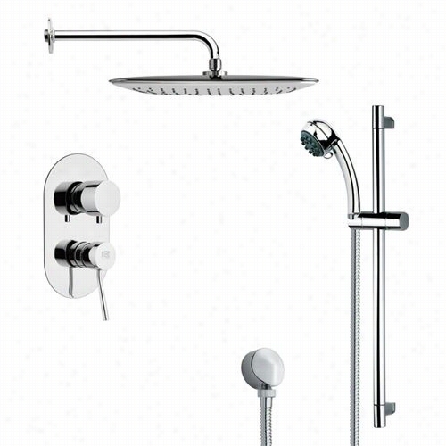 Remer By Nameek's Sfr7054 Rendino Modern Square Shower Faucet In Chrome With 27-1/6"&uot;h Shower Slid Ebar