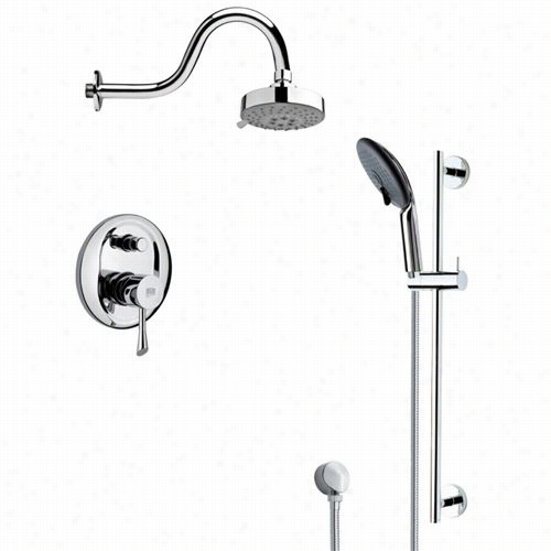 Re Emr By Nameek's Sfr9106 Rendino Sleek Round Shower Faucet Set In Chrome With 23=5/8""h Shkwer Slidebar