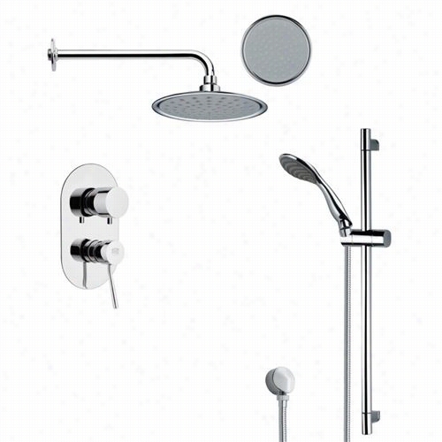 Remer By Naneek's Sfr7137 Rendino Round Sleek Rain Hower Faucet Set In Chrome With 27-1/6""h Shower Slidebar