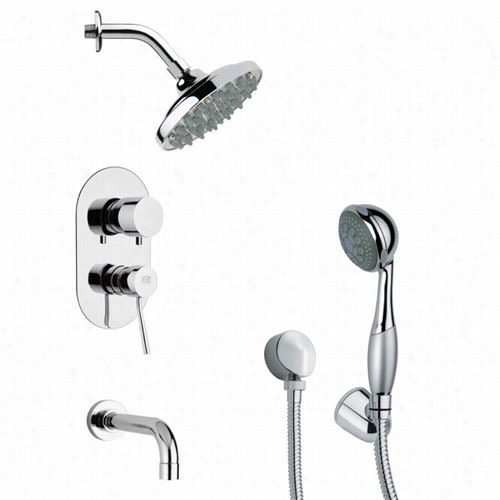 Remer By Nameek's Tsh4177 Tyga Round Sleek Contemporary Shower System In Chrome With 8-1/3"&qut;w Tub Spout