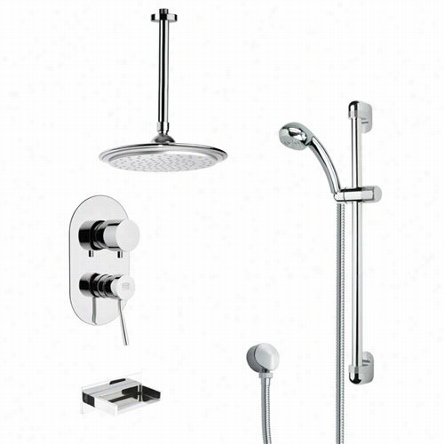 Remer By Nameek's Tsr9011 Galiano Modern Tub And Rain Sh0wer Faucet In Chrome With 1"&qout;w Shower Slidebar