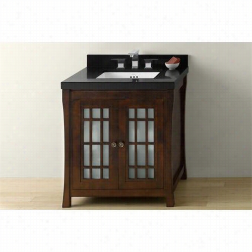 Ronbow 040430-f07 Shoji 30"" Wo Od Vanity Cabinet With Double Frost Glass Doors In Viintage Walnut
