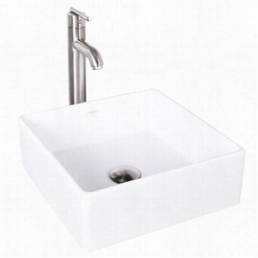 Vigo Vgt1001 Bavaro Composite Vessel Sink And Seville Bathroomm Ve Ssel Faucet In M Atte White/brushed Nickel
