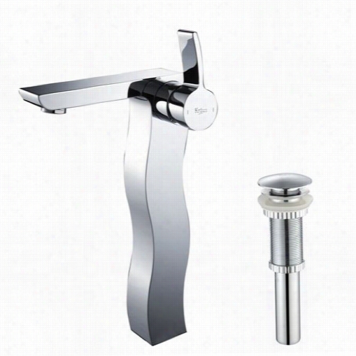 Kraus Kef-14600-pu-10ch Sonu Single Lever Vessel Faucet In Chrome With Pop Up Drain