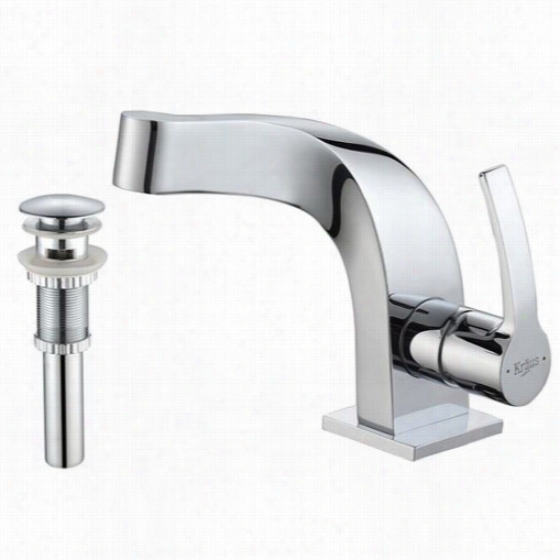 Kraus Kef-15101-pu11ch Tpyhon Single Lever Basin Faucet And Pop-u Drain With Overflow In Chrome