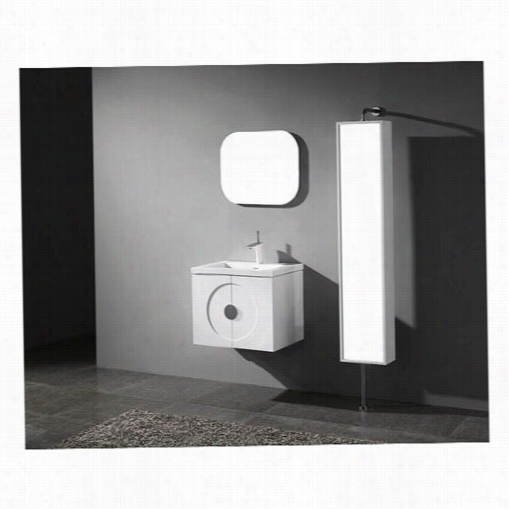 Madeli B923-24-0002-gwgts1808-24-110-w W Palermo 24" " Wall Hung Vanity In Glossy White With Winterw Hite Ttempered Glasstop And Single Faucet Hole