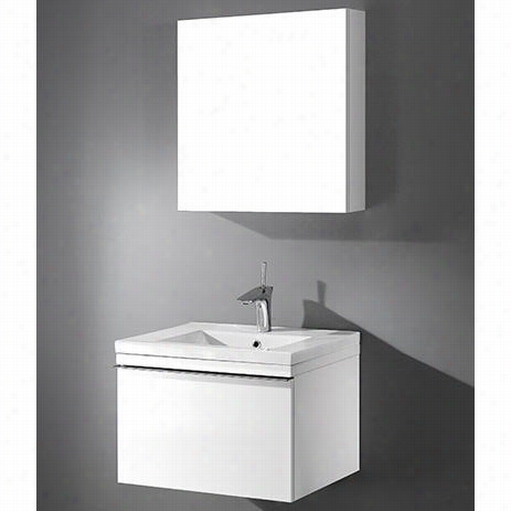 Madeli B990-24-002-gw-xtu1815-24-110-wh Venasca 24&qyot;" Vanity In Glossy White With Urban 18 Xstone Smooth And Shining White Single Faucet Solid Surface Basin Hole