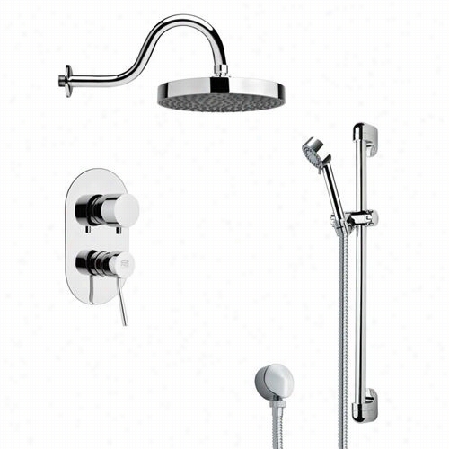 Remer By Nameek's Sfr7063 Rendino Round Rain Shower Faucet In Chhrome With Handheld Shower And 23-5/8""h Shower Slidebar