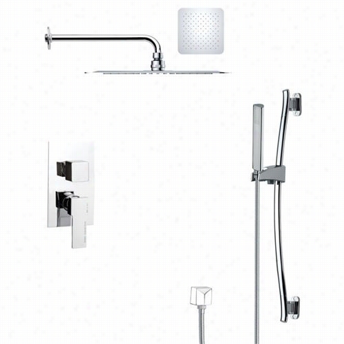 Remer At Nameek'5 Sfr7128 Rendino Recent Square Shower Faucet Set In Chrome With 30""h Shower Slidebar