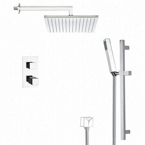 Remer By Nameek's Sfr7403 Rendino Modren Thrmostatic Shower Faucet  In Chrome With Glide Rai And 11-4/5""w Shower Head