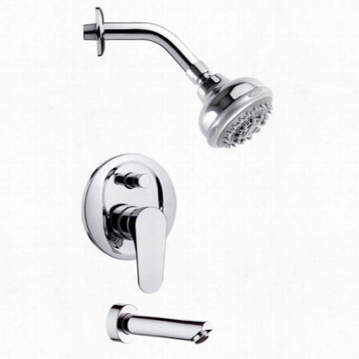 Reker By Nameek's Tsf2089 Peleo Contemporary Round Tub And  Shower Faucet Arrange In Chrome With -35/8""w Shower Head