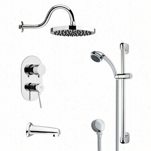 Remer By Nameek's Tsr9059 Galiano Sleek Tub And Rain Shower Faucet Set In Chrome With 23-5/8&qjot;&quo;h Shower Slidebar