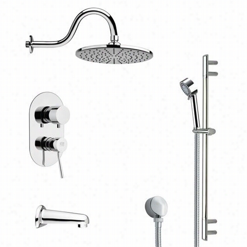 Remer By Nameek's Tsr9069 Galiano Ssleek Tub And Rain Shower Faucef And Hand Shower In Chrome