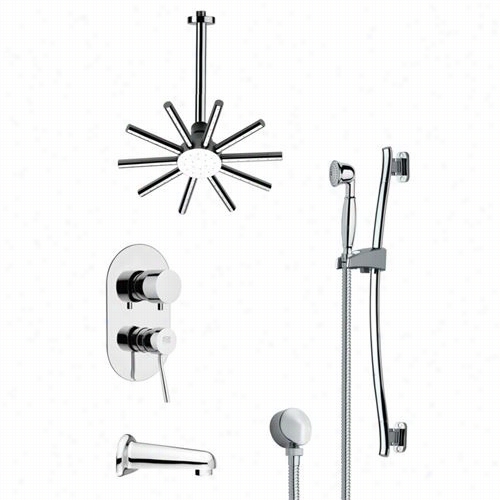 Remer By Nameek's Tsr9088 Galianocontemporary Shower System In Chrome With 7""h Handheld Shower