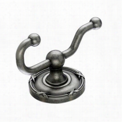 Top Knobs Ed2ap E Edwardian Bath Double H Ook With Ribbon Backplate In Antique Pewter