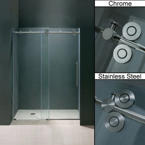 Vigo Vg6004stcl6074 60"" Rameless Shower Door 3/8"" Clear Glass With Stainess Steel Hardware