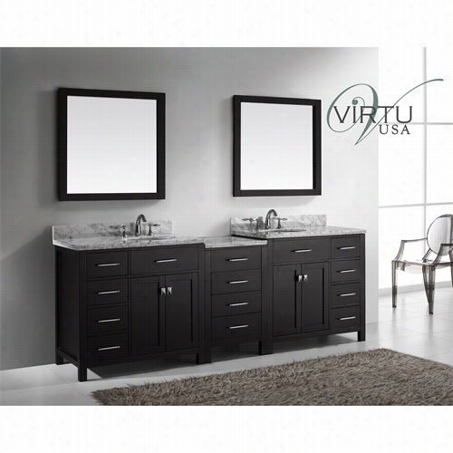 Virtu Uas Md-2193-wmro Caroline Parkway 93"" Double Round Sinkk Bathroom Vanity - Vanity Topi Ncluded