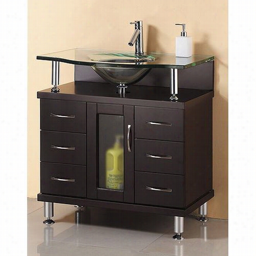 Virtu Usa Ms-32 Vincnte 32 Inch Espresso Bathroom Vanity Without Faucet - Vanity Top Include