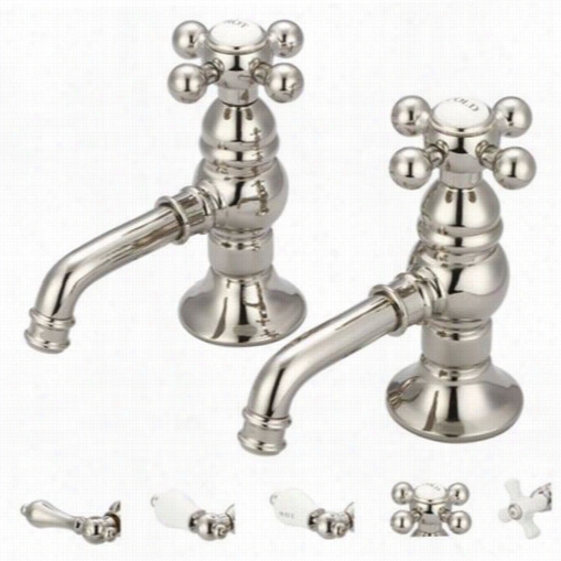 Water Creation F1-0002-05 Vintage Classic Basin Cocks Lavatory Faucet In Polished Nickel